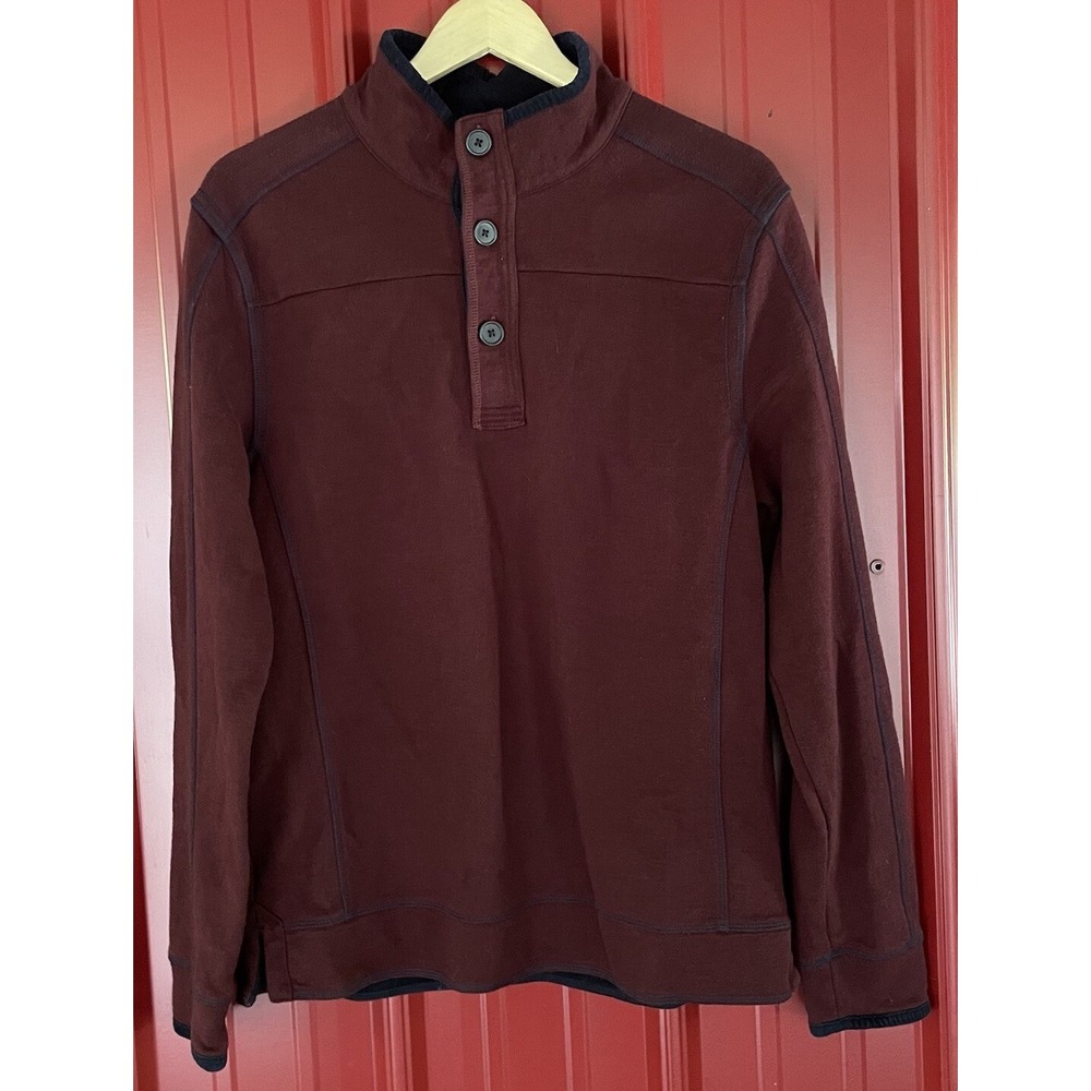 Carbon 2‎ Cobalt Sweater 1/4 Button Mock Neck Pullover Mens Medium